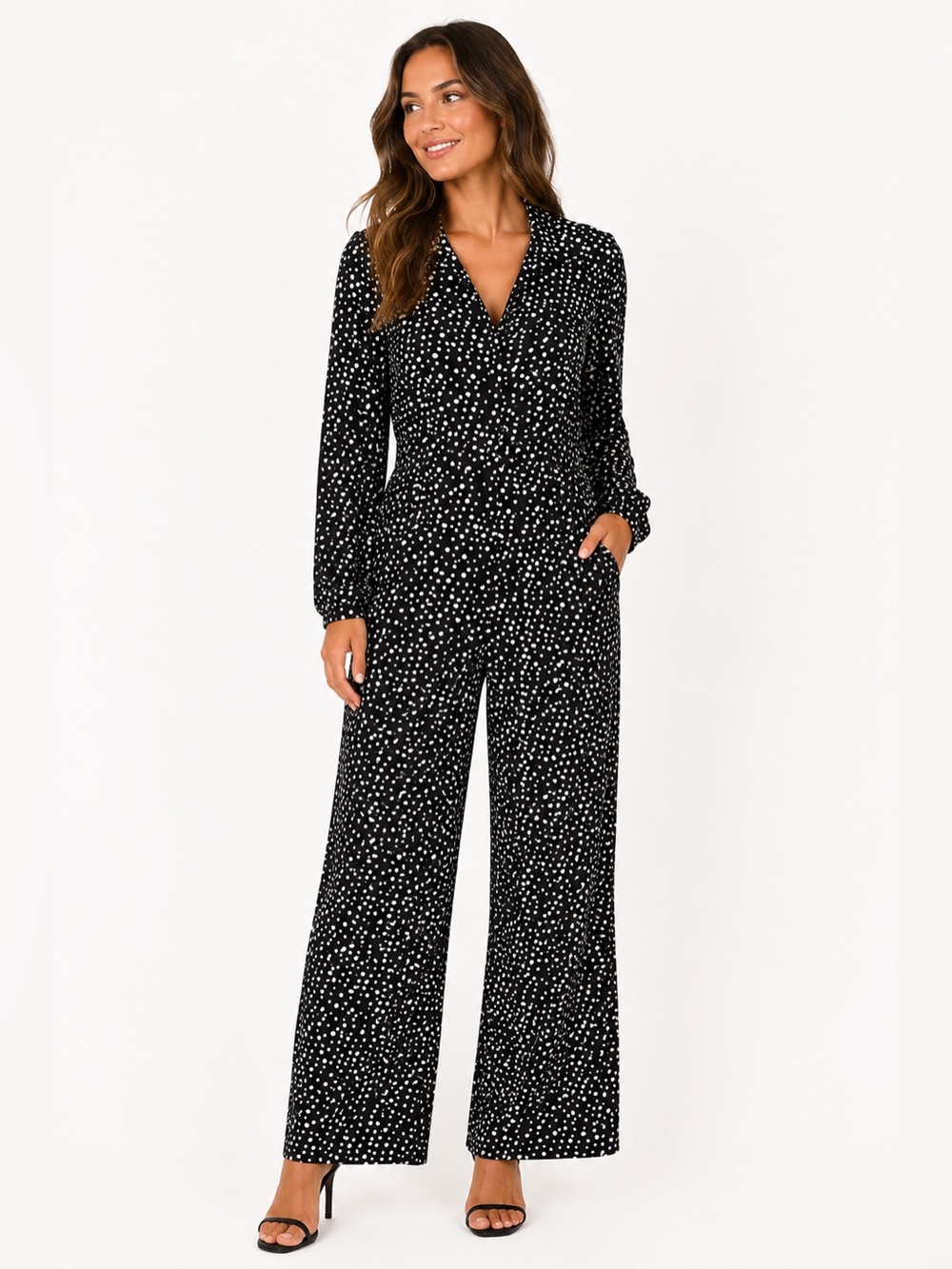 Lapis & Lilies Black White Polka Dot Jumpsuit XL